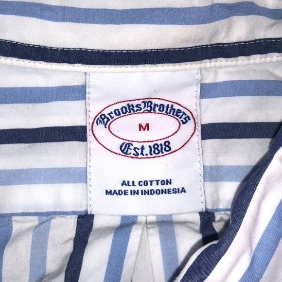 Brooks Brothers Mens Shirt Medium Pinstriped Long Sleeve Button Down Blue White - Picture 3 of 12